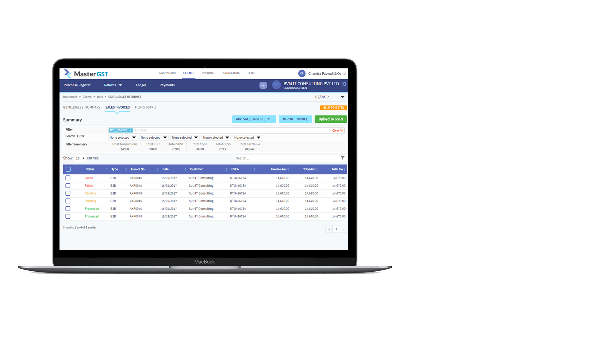 Track by invoice wise status
